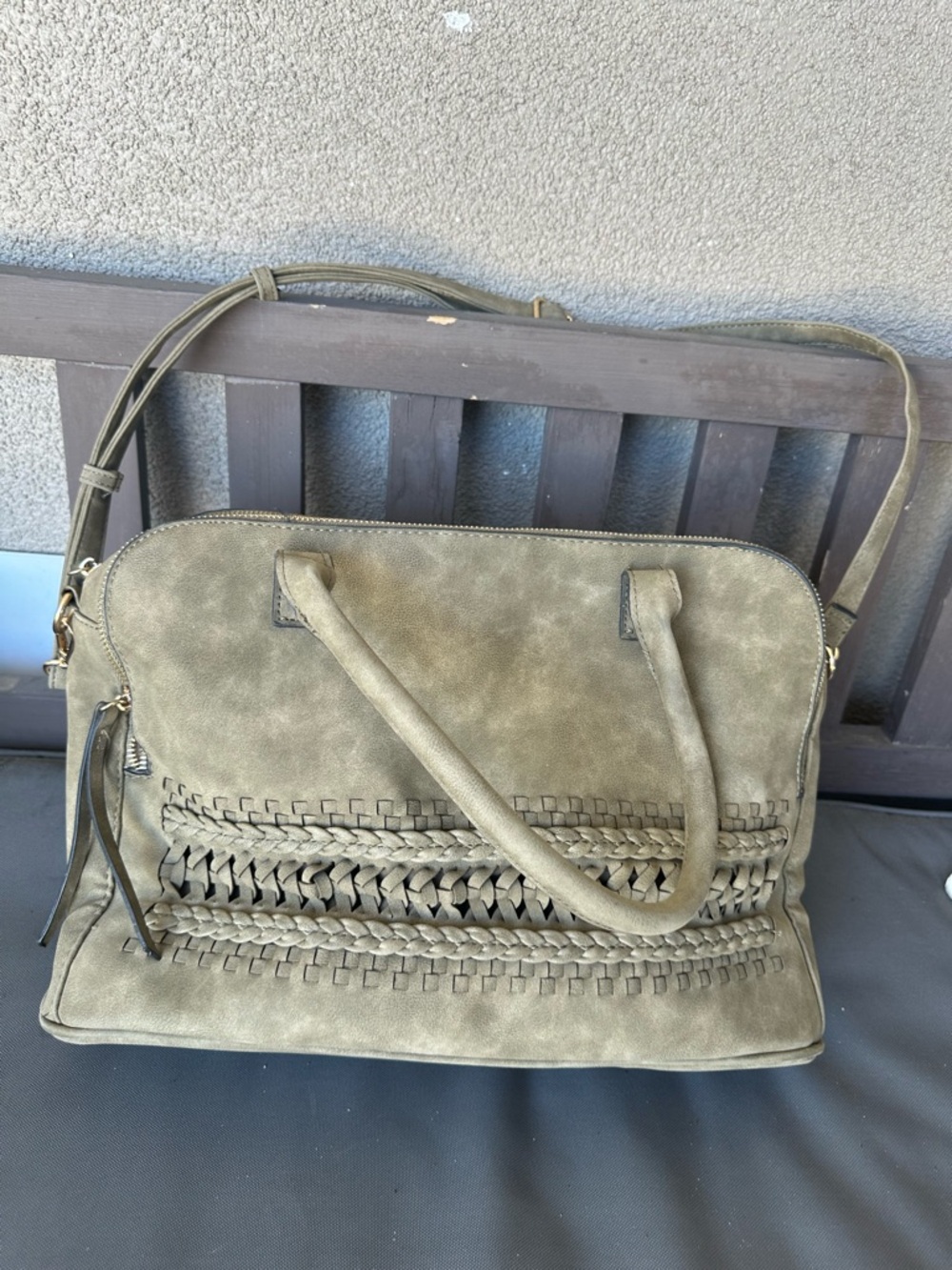 Woven Accent Olive Green Women’s Tote Bag